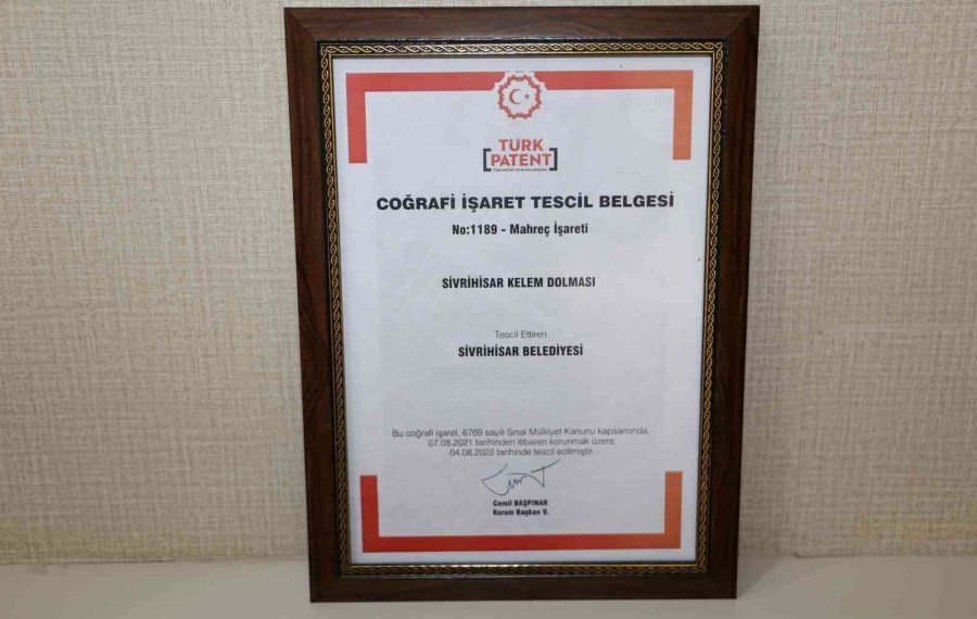 ’sivrihisar Kelem Dolması’ Da Tescillendi