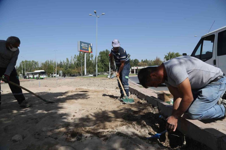 Büyükşehirden Çim Alan Ve Sulama Sistemi Çalışmaları