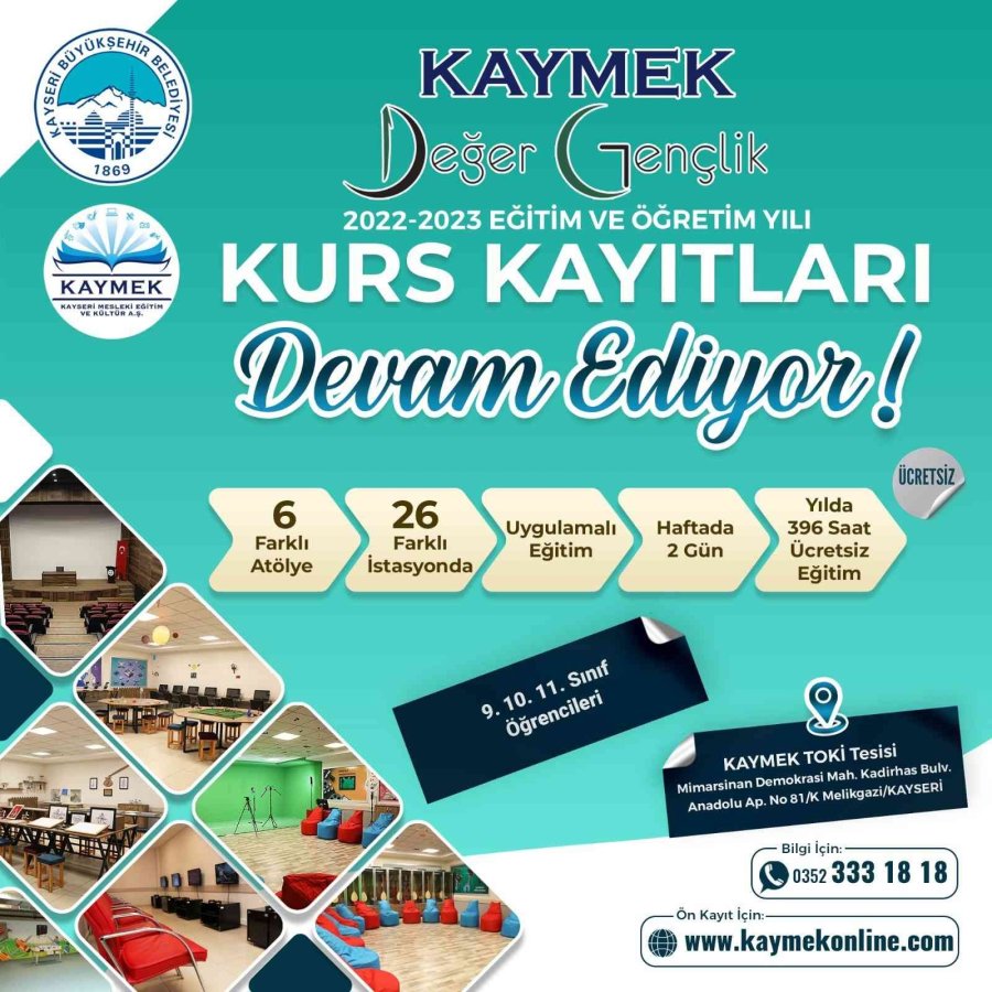 Büyükşehir’in Değer Gençlik Projesi’nde Yeni Dönem Kurs Kayıtları Sürüyor