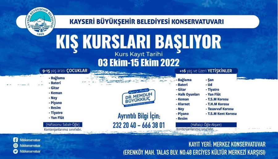 Büyükşehir Konservatuarı Kış Kursları İçin Kayıtlar Başlıyor