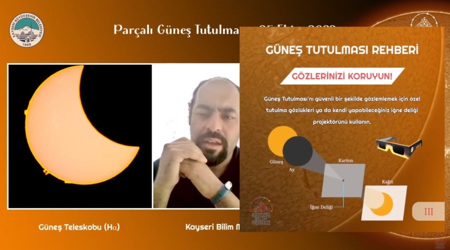 Kayseri Bilim Merkezi "güneş Tutulması" Heyecanını Canlı Yayınladı