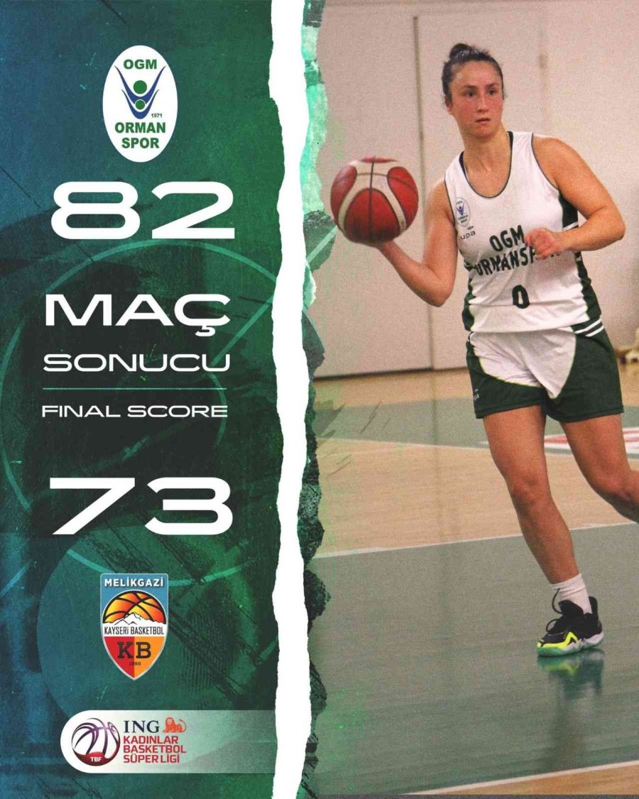 Tkbl:ogm Ormanspor: 82- Melikgazi Kayseri Basketbol: 73