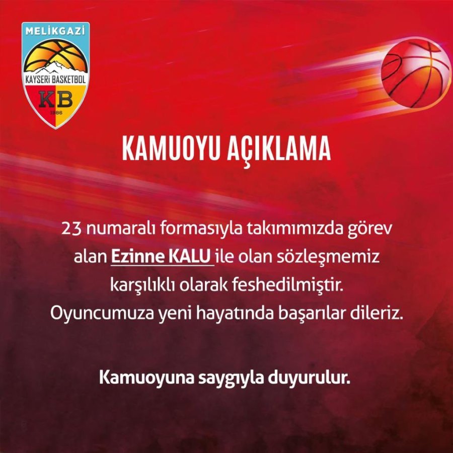 Melikgazi Kayseri Basketbolda Ayrılık