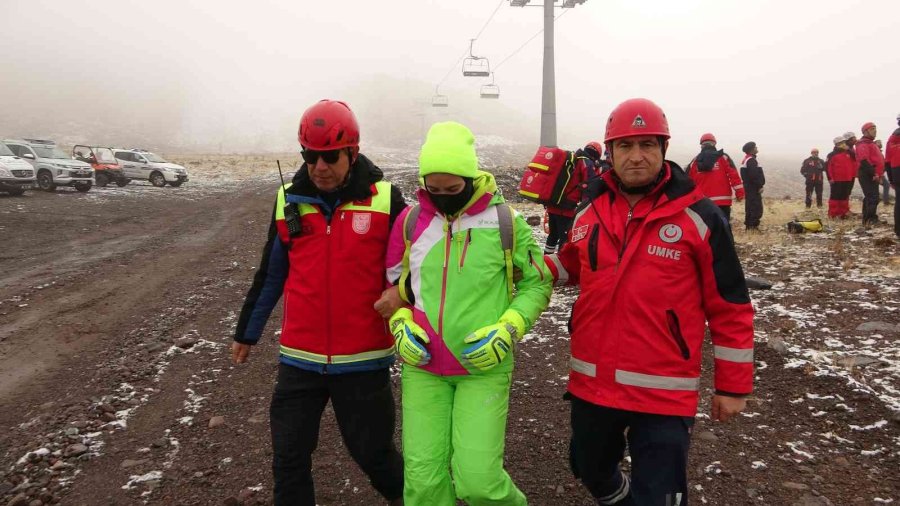 Erciyes’te Gerçeğini Aratmayan Tatbikat: Teleferikte Mahsur Kalanlar Kurtarıldı