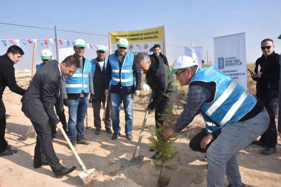 Karaman’da ‘milli Ağaçlandırma Gününde’ Fidanlar Toprakla Buluşturuldu