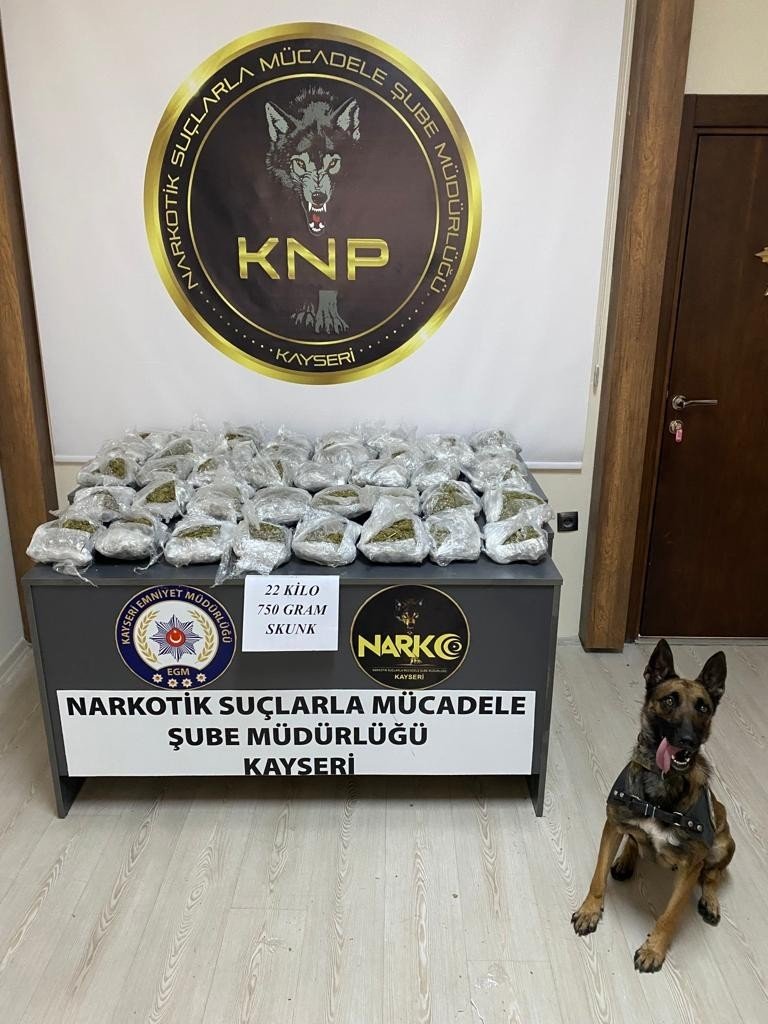 Kayseri’de Şüphe Üzerine Durdurulan Araçtan 22 Kilo Uyuşturucu Çıktı