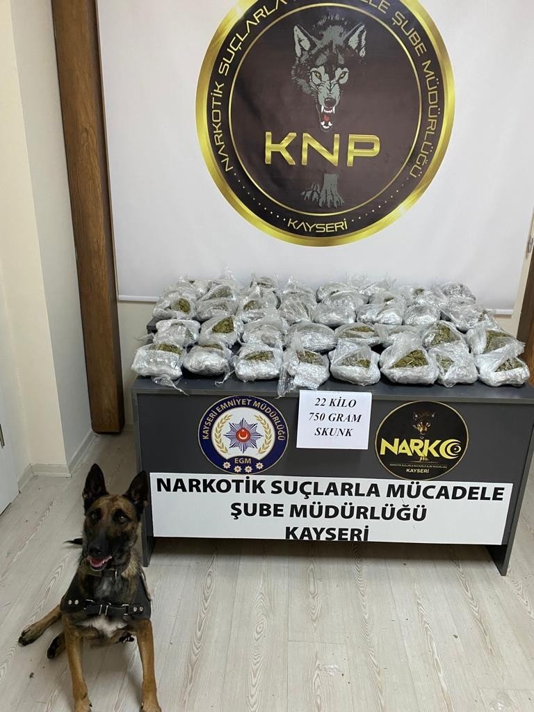 Kayseri’de Şüphe Üzerine Durdurulan Araçtan 22 Kilo Uyuşturucu Çıktı