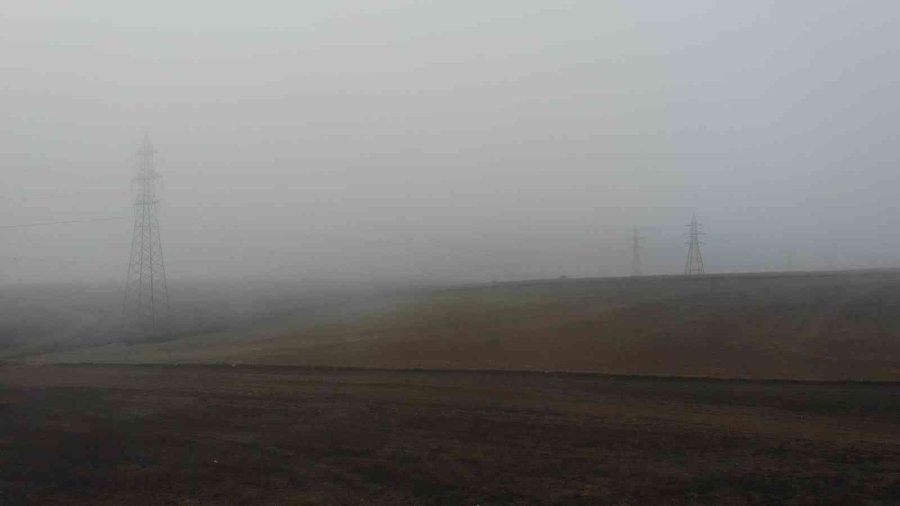 Yüksek Gerilim Hattı Üzerine Çöken Sis Güzel Manzara Oluşturdu