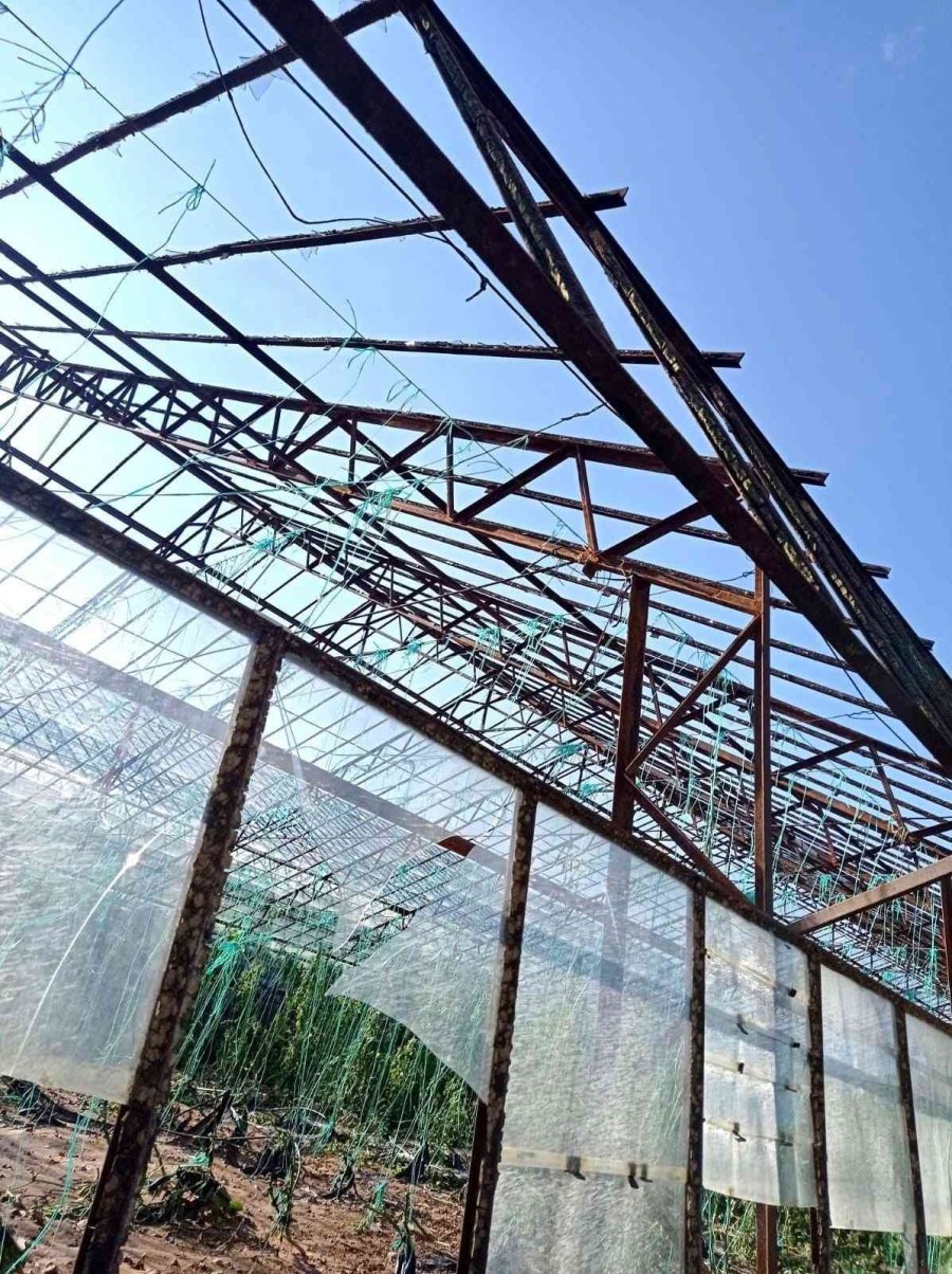 Patlayan Su Borusu Yol Ve Sera Camlarını Parçaladı, Seralar Suyla Doldu