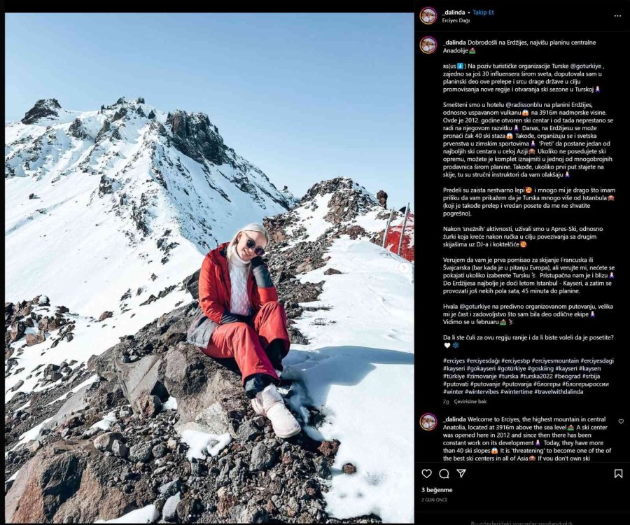 Yabancı Fenomenler Erciyes’e Çıkarma Yaptı