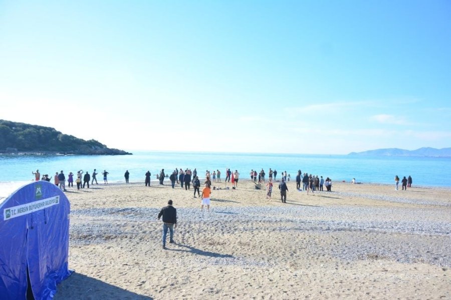Mersin’de Doğaseverler 2023’ü Denize Girerek Karşıladı