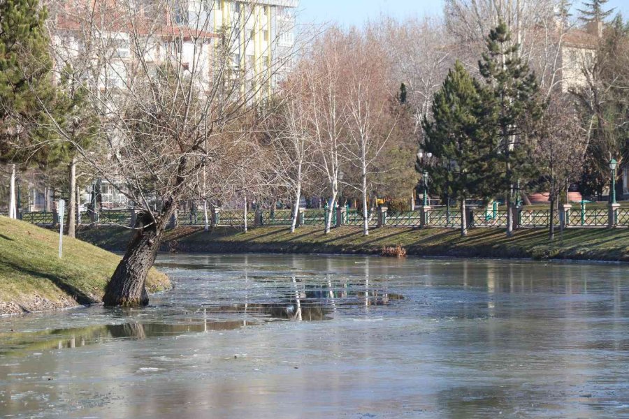 Porsuk Çayı’nın Yüzeyi Buz Tuttu