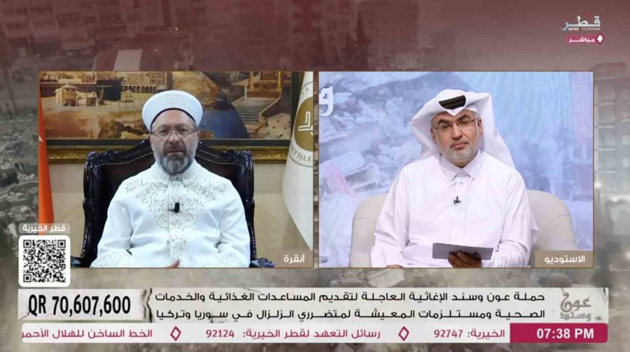 Diyanet İşleri Başkanı Erbaş, Qatar Tv’de Depremzedeler İçin Yapılan Yardım Programına Katıldı