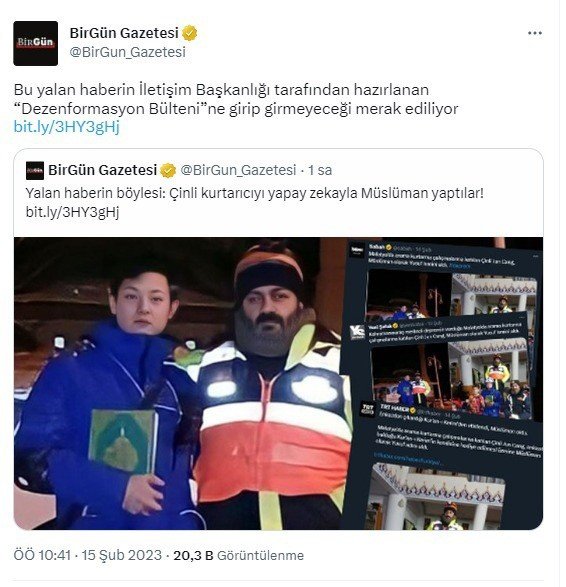 “çinli Kurtarıcıyı Yapay Zekayla Müslüman Yaptılar” İddialarını İletişim Başkanlığı Yalanladı