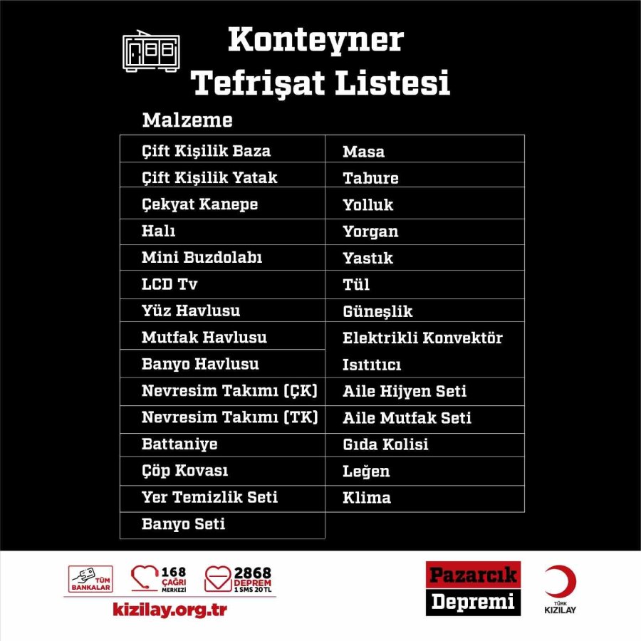 Kızılay Bölgede İhtiyaç Duyulan Malzemelerin Listesini Yeniledi