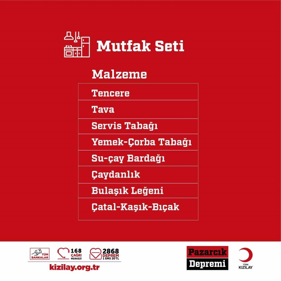 Kızılay Bölgede İhtiyaç Duyulan Malzemelerin Listesini Yeniledi