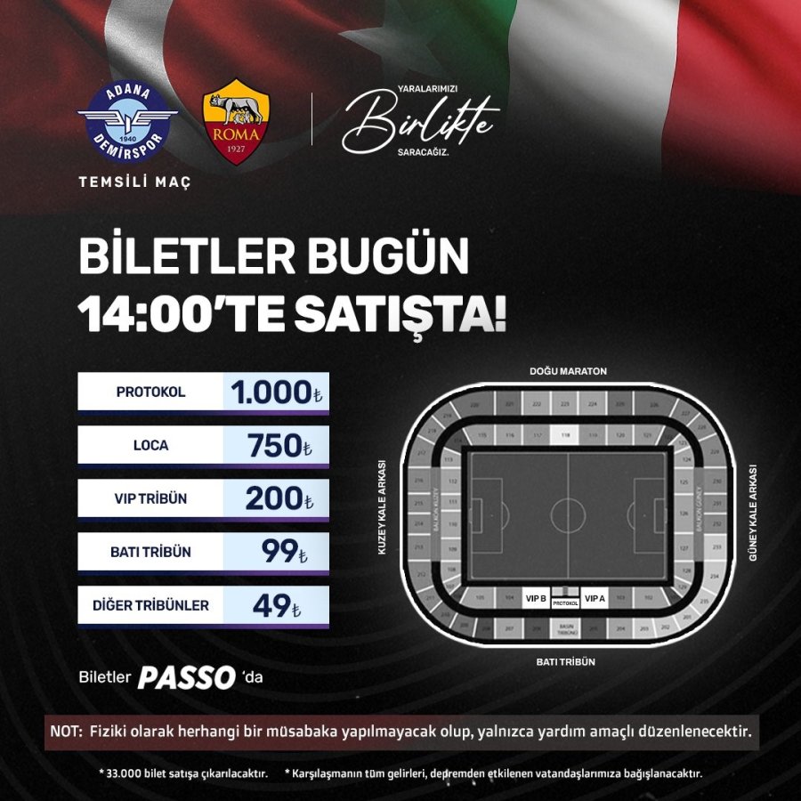 Adana Demirspor, Depremzedeler İçin Roma İle Temsili Maç Yapacak