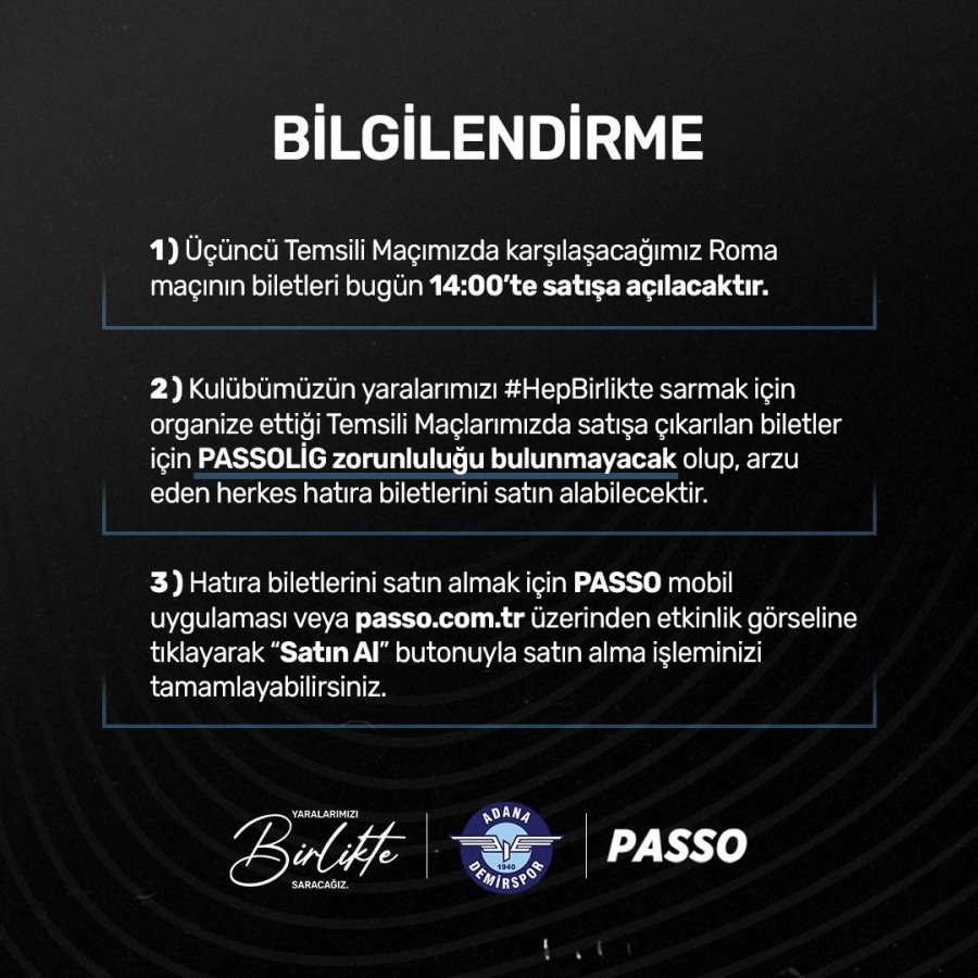 Adana Demirspor, Depremzedeler İçin Roma İle Temsili Maç Yapacak