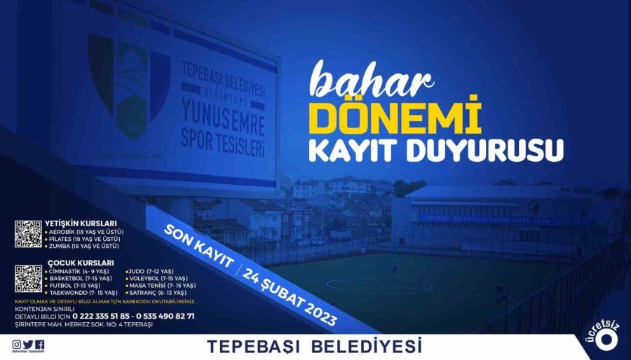 Yunus Emre Spor Tesisleri’nde Kurs Kayıtları 24 Şubat’a Uzatıldı