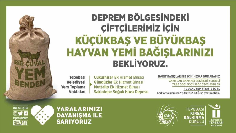 Tepebaşı’ndan Deprem Bölgesindeki Çiftçilere Yem Desteği