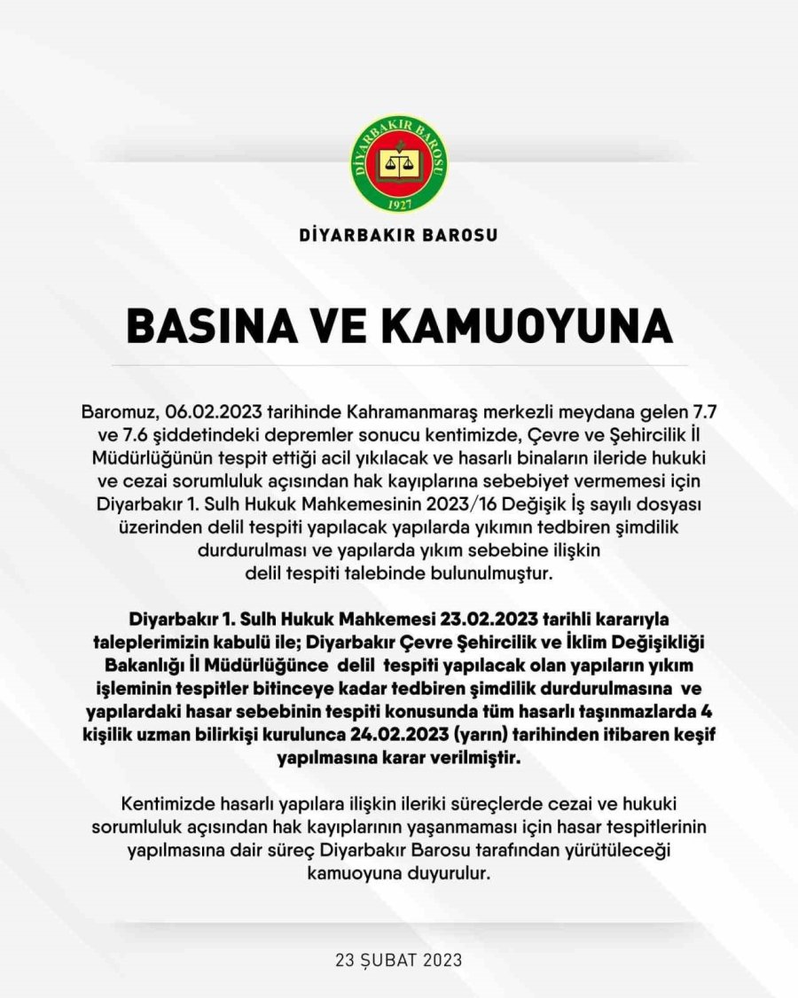 Diyarbakır Barosu Başvurdu, Mahkeme Yıkım İşlemlerini Durdurdu