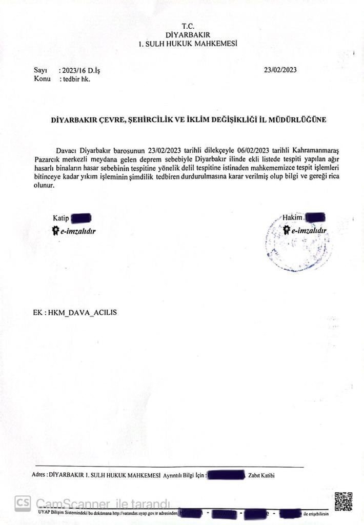 Diyarbakır Barosu Başvurdu, Mahkeme Yıkım İşlemlerini Durdurdu