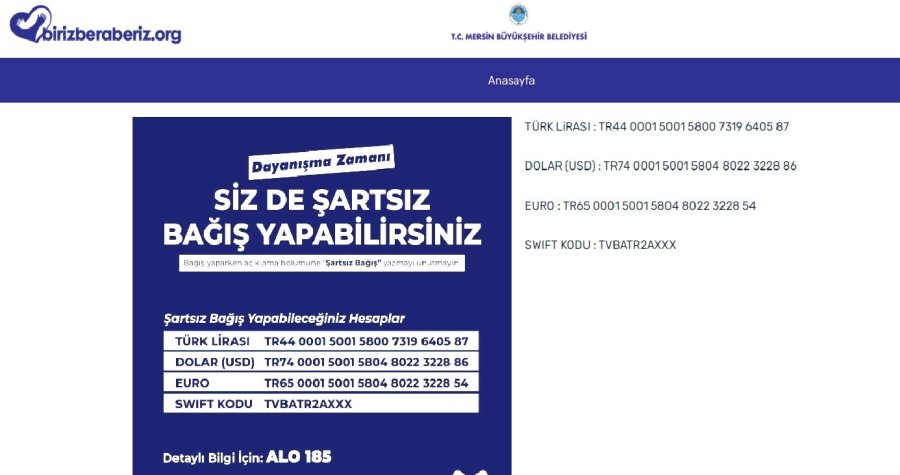 Mersin’de Depremzedelere İnternet Sitesi Üzerinden Yardım Yapılıyor
