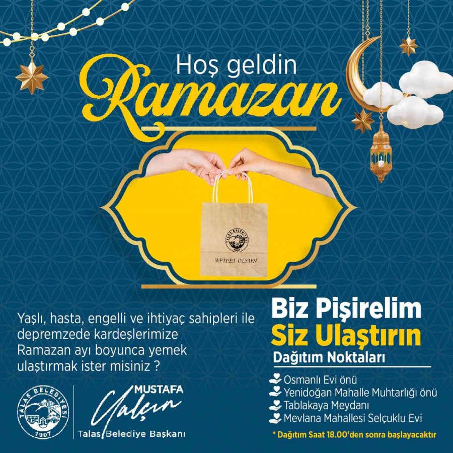 Talas’ta ‘biz Pişirelim Siz Ulaştırın’ Bu Yıl Da Devam Ediyor