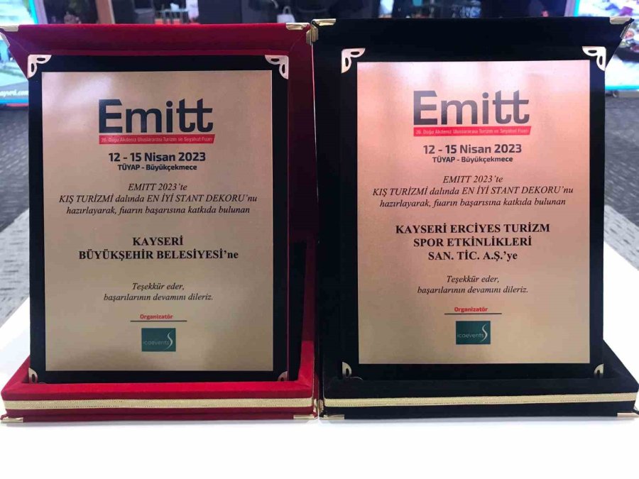 Kayseri Büyükşehir’e Emıtt 2023’te Kış Turizmi Alanında En İyi Stant Dekoru Ödülü