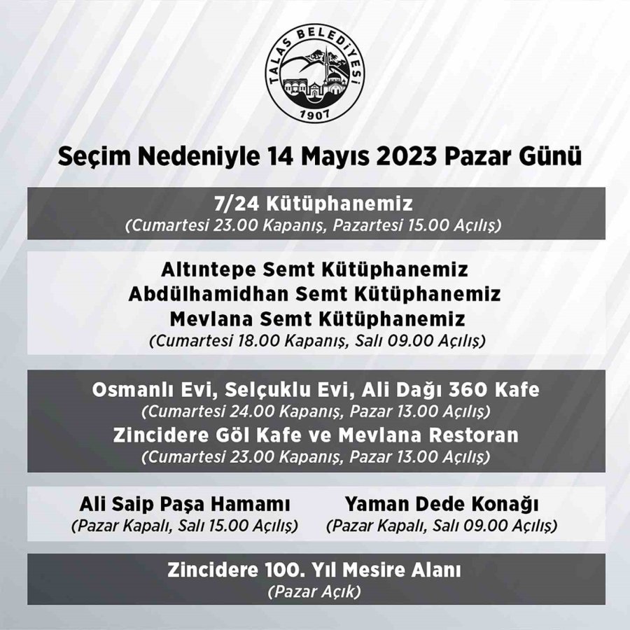 Talas Belediyesi’nin İşletmelerine Seçim Ayarı