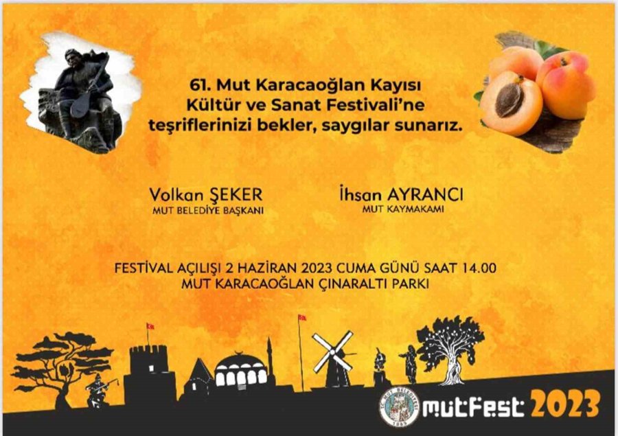 Mut Kayısı Kültür Ve Sanat Festivali 2 Haziran’da Başlıyor