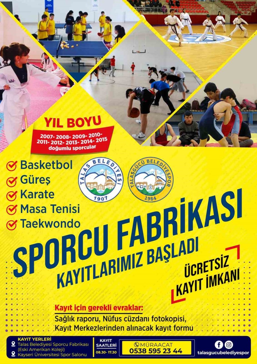 Talas Sporcu Fabrikasına Kayıtlar Başladı