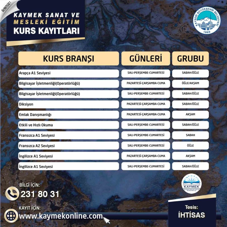 Kaymek Sanat Ve Mesleki Eğitim Yaz Dönemi Kurs Kayıtları Başladı