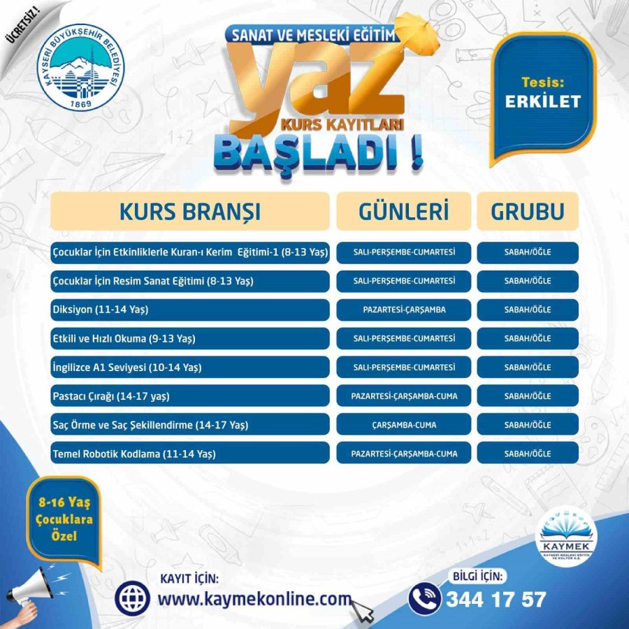 Kaymek Sanat Ve Mesleki Eğitim Yaz Dönemi Kurs Kayıtları Başladı