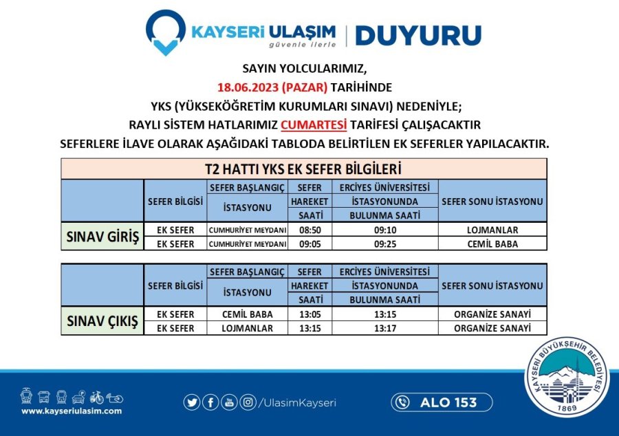 Büyükşehir’den Yks Öğrencilerine Ücretsiz Ulaşım Desteği
