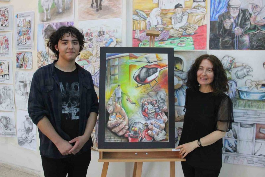 Vali Akkoyun, Liseli Gencin Çizdiği Depremzede Aile Resmini Sahibine Gönderdi