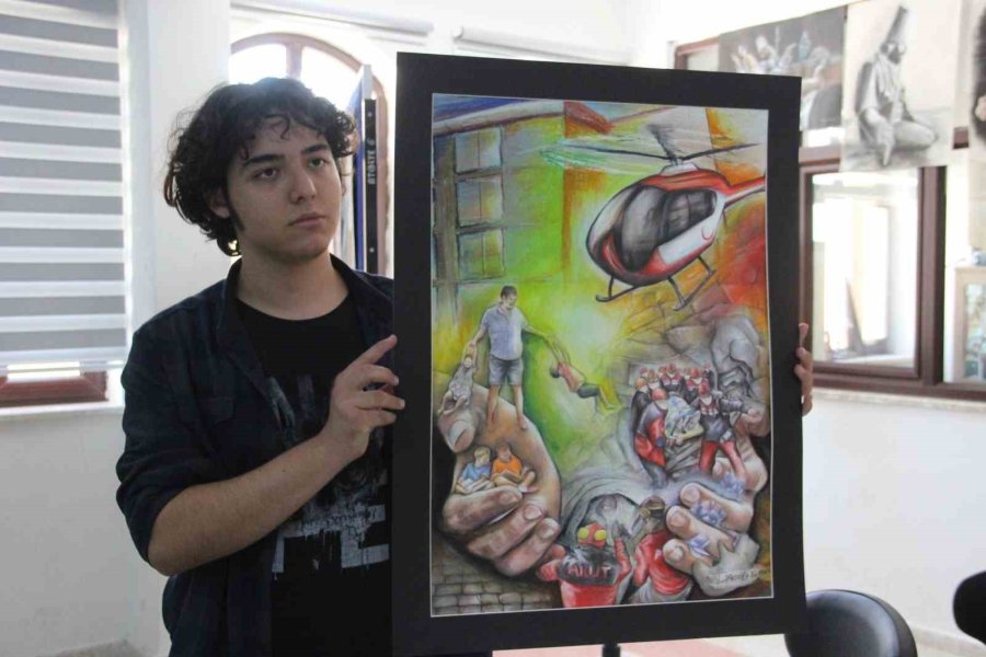 Vali Akkoyun, Liseli Gencin Çizdiği Depremzede Aile Resmini Sahibine Gönderdi