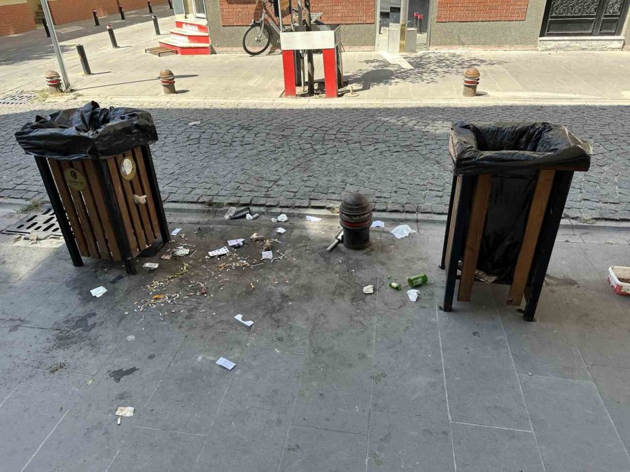 İki Çöp Kutusunun Arasına Atılan Atıklar ‘pes’ Dedirtti