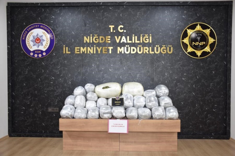 Niğde’de 72 Kilo 500 Gram Esrar Ele Geçirildi