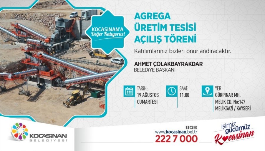 Kayseri’de Tek, Türkiye’de Sayılı Olan Konkasör Tesisi Açılıyor