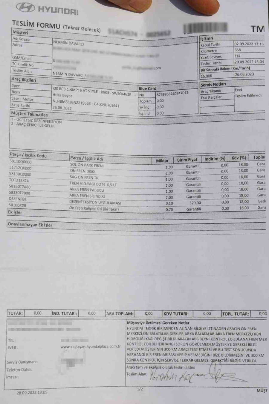 Sıfır Hyundai Aldı, 400 Kilometre Yol Yapamadı