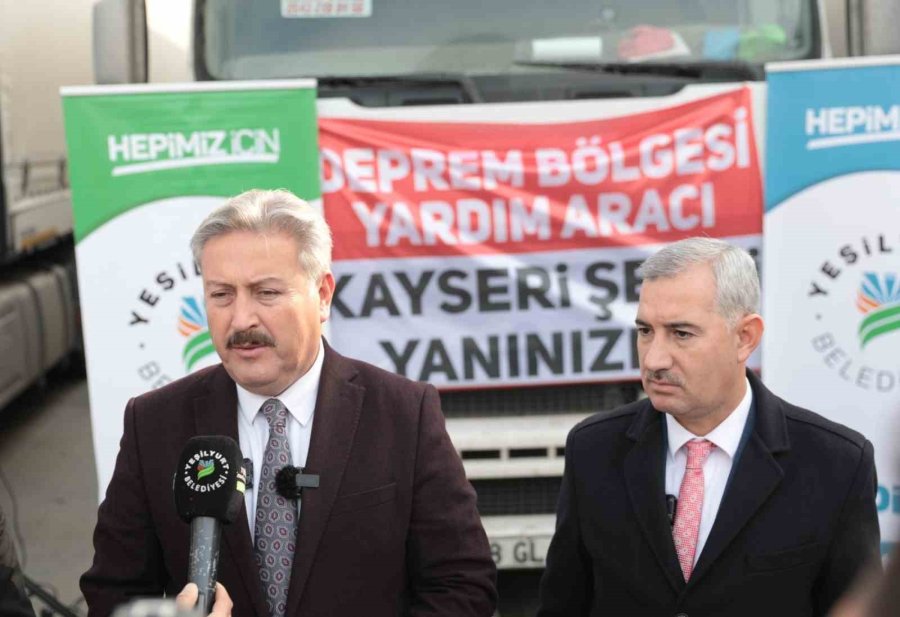 Kayseri’nin Yardım Tırları, Kardeş Belediye Yeşilyurt’a Teslim Edildi