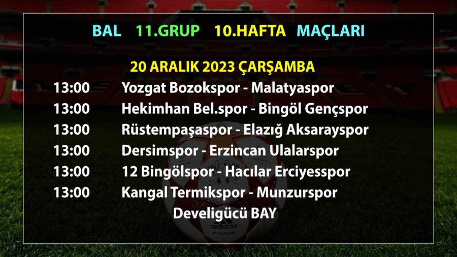 Bal’da 10. Hafta Maçları 20 Aralık’ta Oynanacak