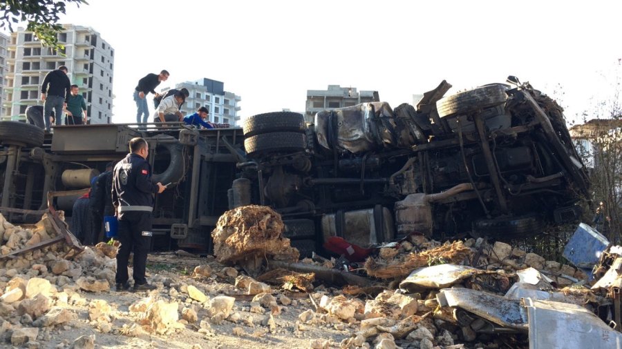 Canlı Hayvan Taşıyan Tır Devrildi