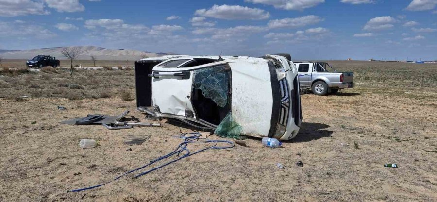 Konya’da Pikap Devrildi: 1’i Ağır 3 Yaralı