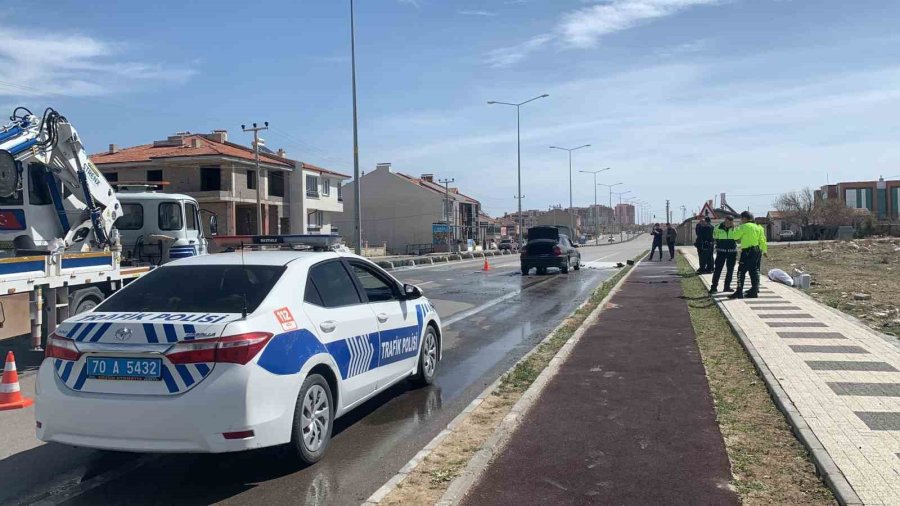 Karaman’da Seyir Halindeki Otomobilde Yangın