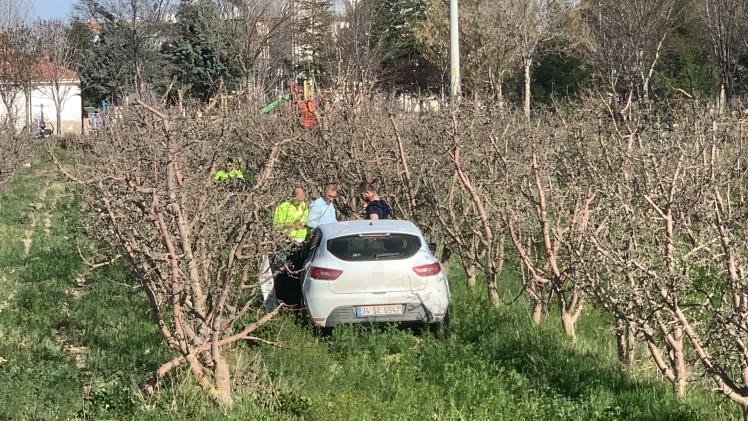 Kaza Yapan Otomobil Elma Bahçesine Uçtu: 1 Yaralı