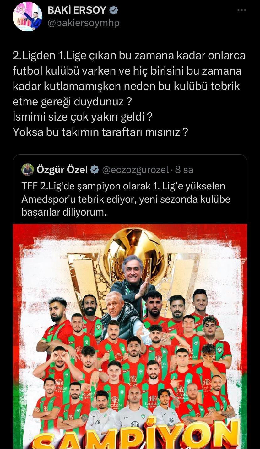 Mhp’li Ersoy’dan Özgür Özel’e: “yoksa Amedspor Taraftarı Mısınız?”