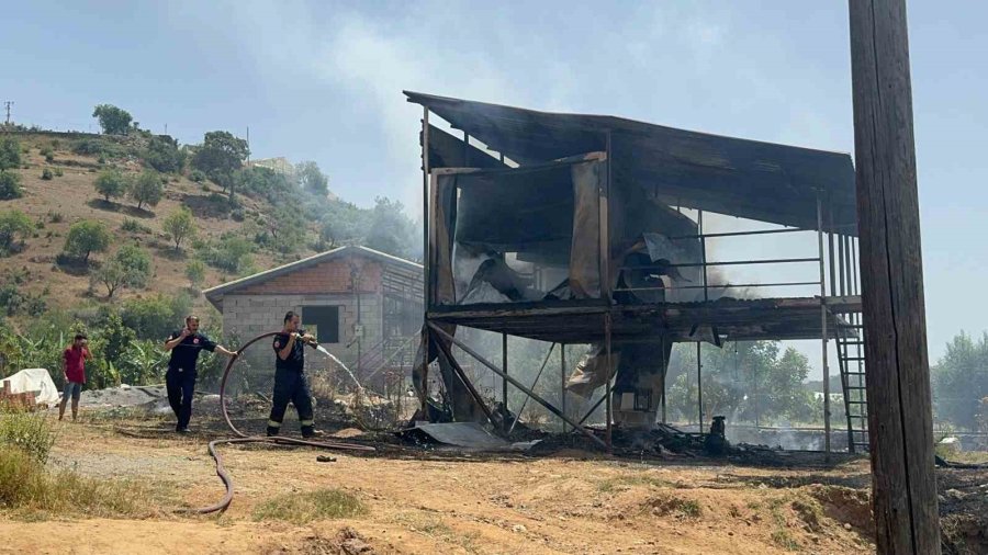 Otluk Alandan Sıçrayan Yangın Ahşap Evi Küle, Patlıcanları İse Köze Döndürdü