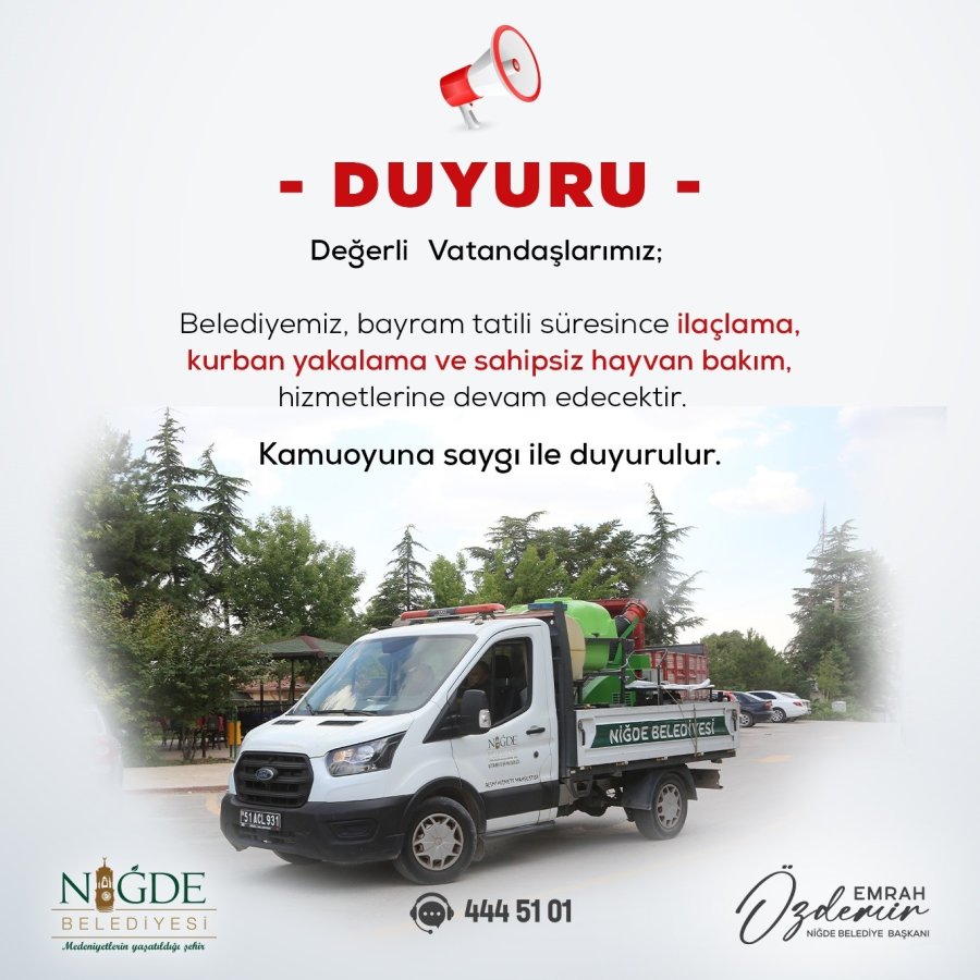 Niğde Belediyesi Vezneleri Bayram Boyunca Hizmet Verecek